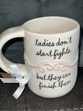 Disney x Rae Dunn Marie Mug “Ladies Don’t Start Fights” Double-Sided Coffee Cup